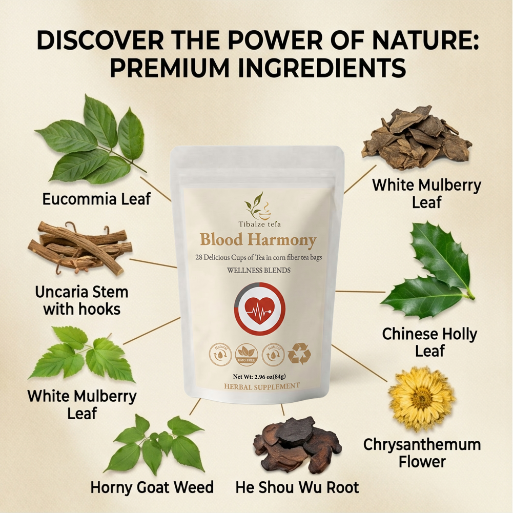 Premium Blood Harmony Tea - 28 Day Balanced Blood Wellness Plan (28 Bags) | Tiblaze teía