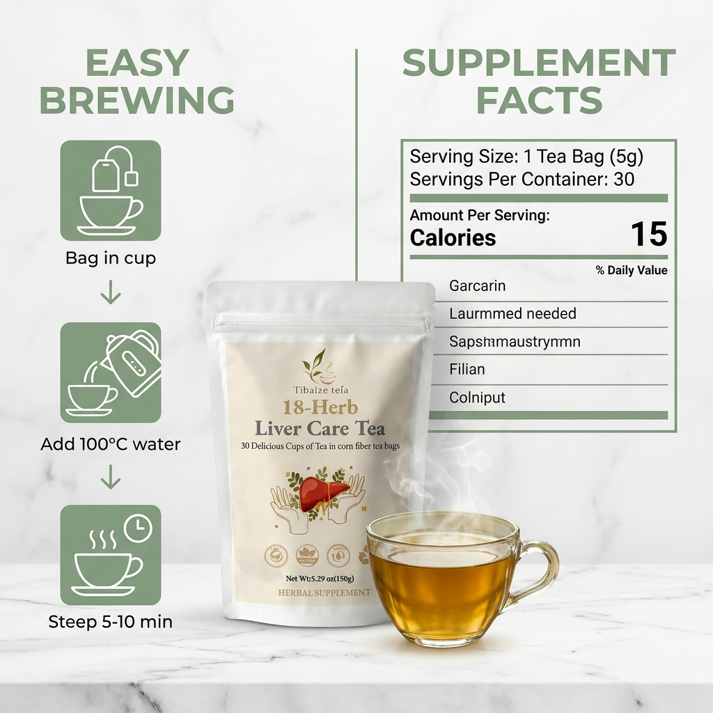 18-Herb Liver Care Tea - 30 Day Natural Detoxification & Vitality Plan (30 Bags) | Tiblaze teía