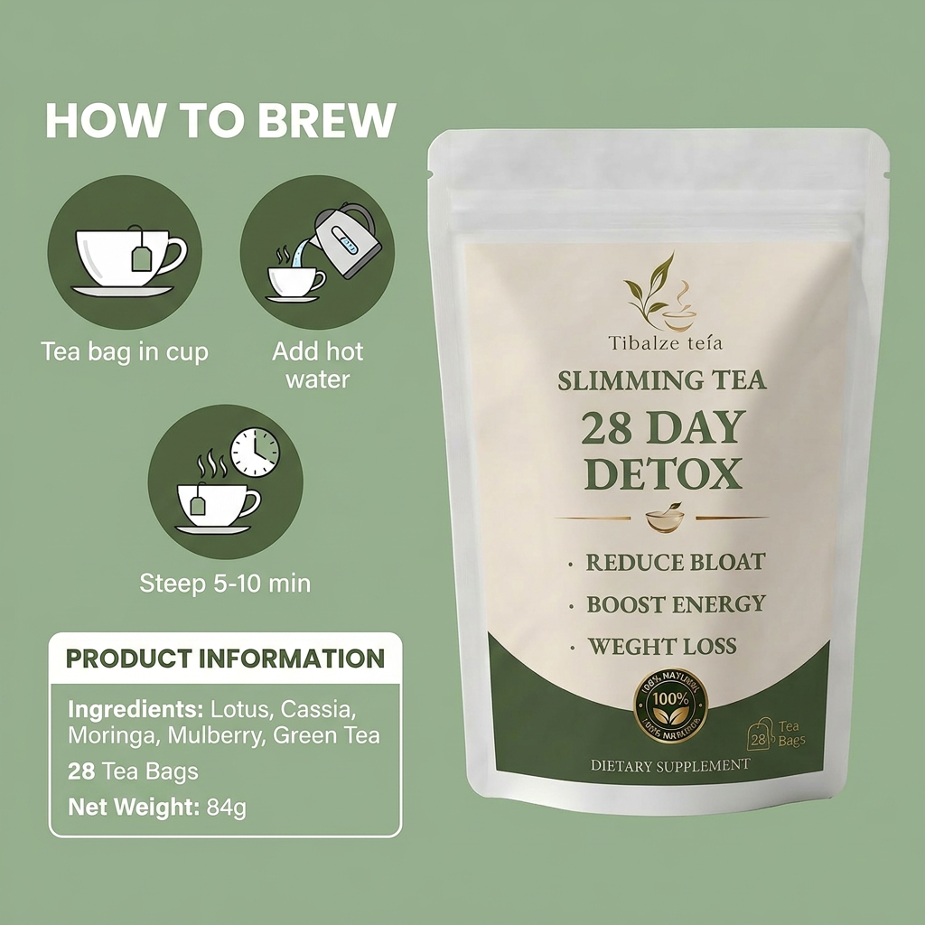 28 Day Slimming Detox Tea - Natural Metabolism Boost Plan (28 Bags) | Tiblaze teía