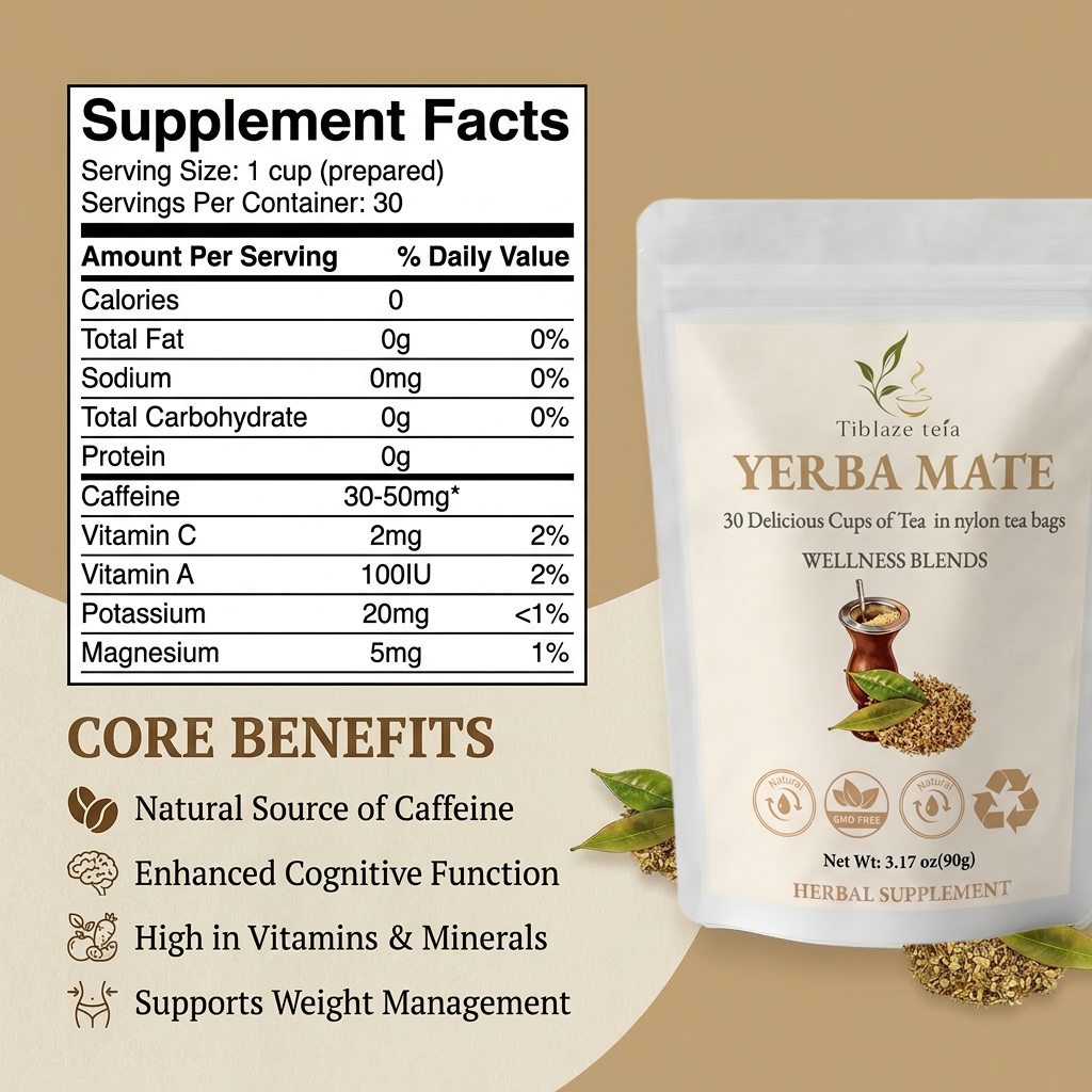 Organic Yerba Mate Tea - 30 Day Energy Plan (30 Bags) | Tiblaze teía