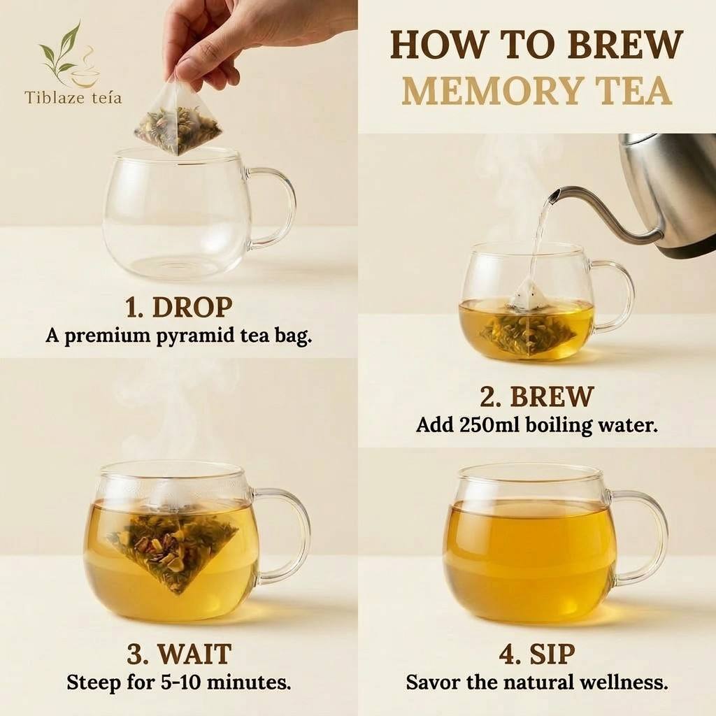 Natural Memory Tea - Mental Clarity, Focus & Recall Plan (20 Bags) | Tiblaze teía