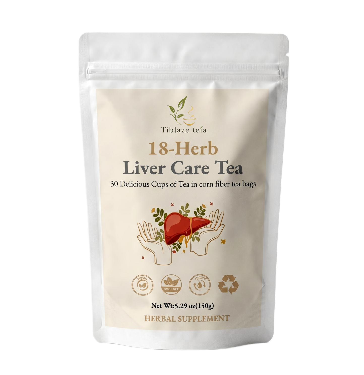 18-Herb Liver Care Tea - 30 Day Natural Detoxification & Vitality Plan (30 Bags) | Tiblaze teía