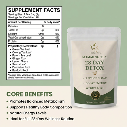 28 Day Slimming Detox Tea - Natural Metabolism Boost Plan (28 Bags) | Tiblaze teía