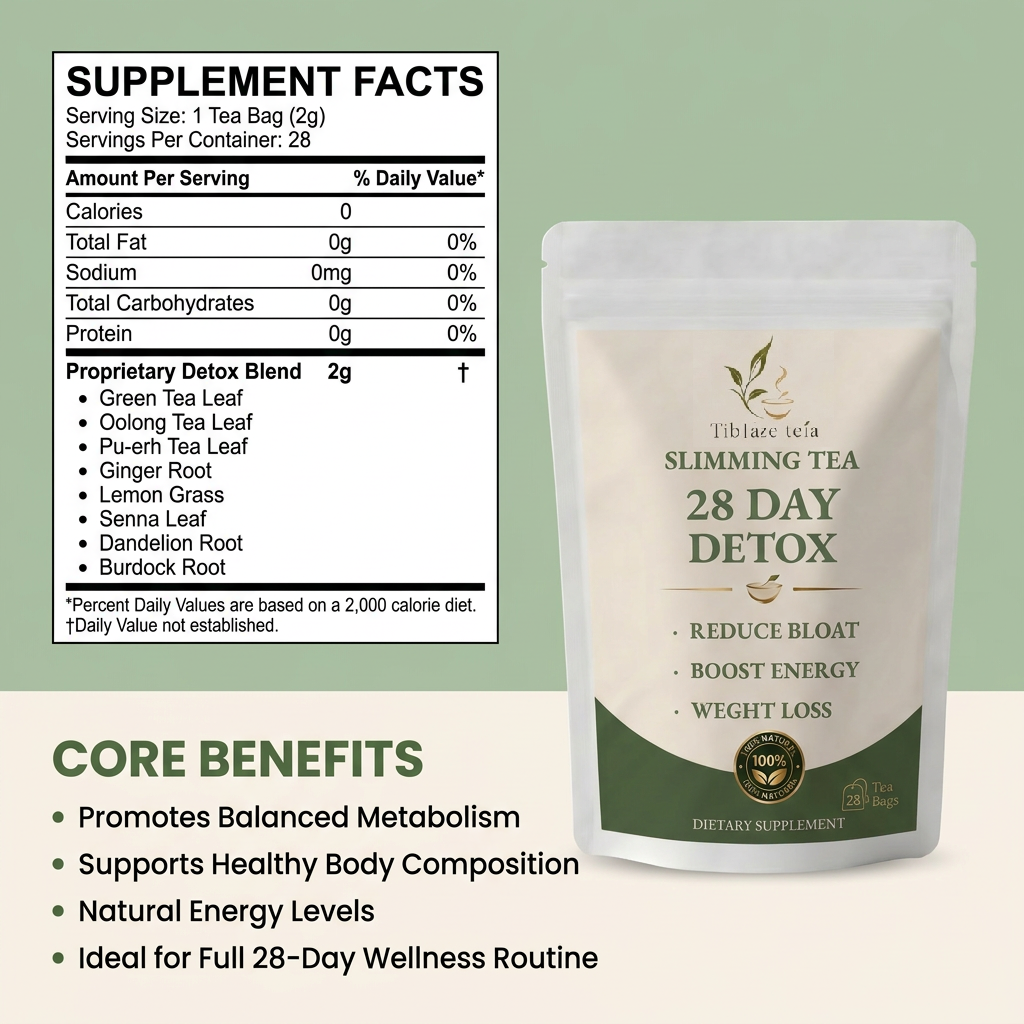 28 Day Slimming Detox Tea - Natural Metabolism Boost Plan (28 Bags) | Tiblaze teía