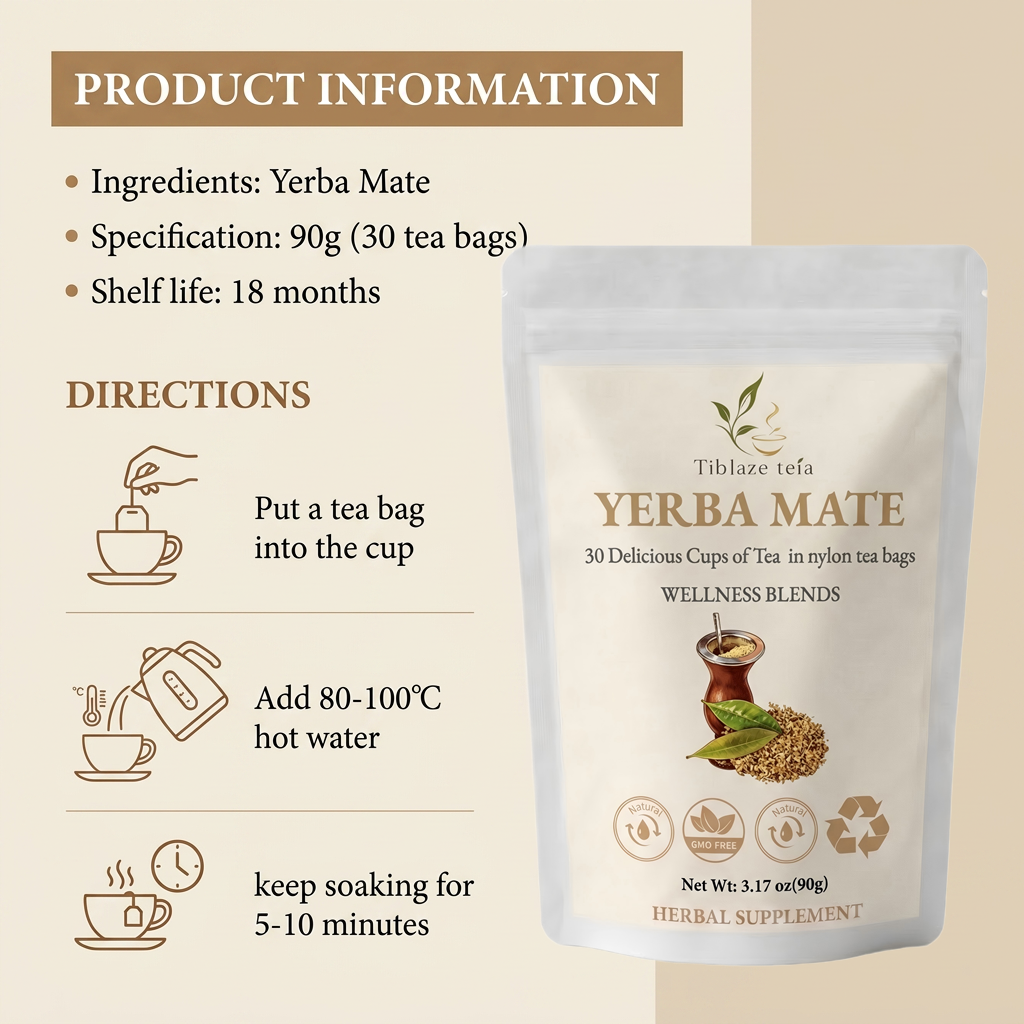 Organic Yerba Mate Tea - 30 Day Energy Plan (30 Bags) | Tiblaze teía