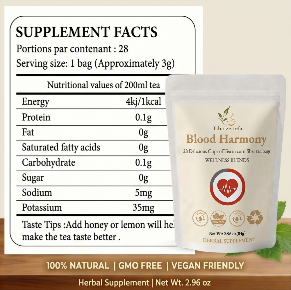 Premium Blood Harmony Tea - 28 Day Balanced Blood Wellness Plan (28 Bags) | Tiblaze teía