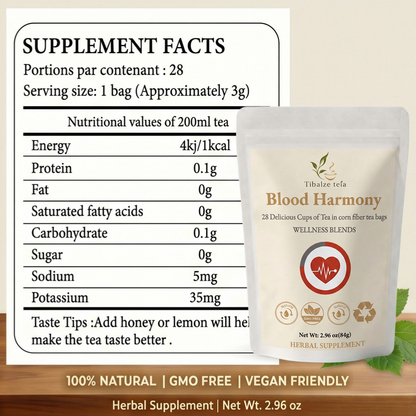 Premium Blood Harmony Tea - 28 Day Balanced Blood Wellness Plan (28 Bags) | Tiblaze teía