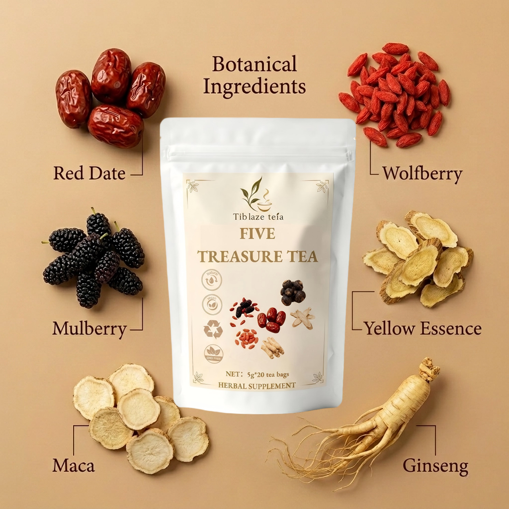 Premium Five Treasure Tea - Men's Wellness, Vitality & Energy Plan (20 Bags) | Tiblaze teía