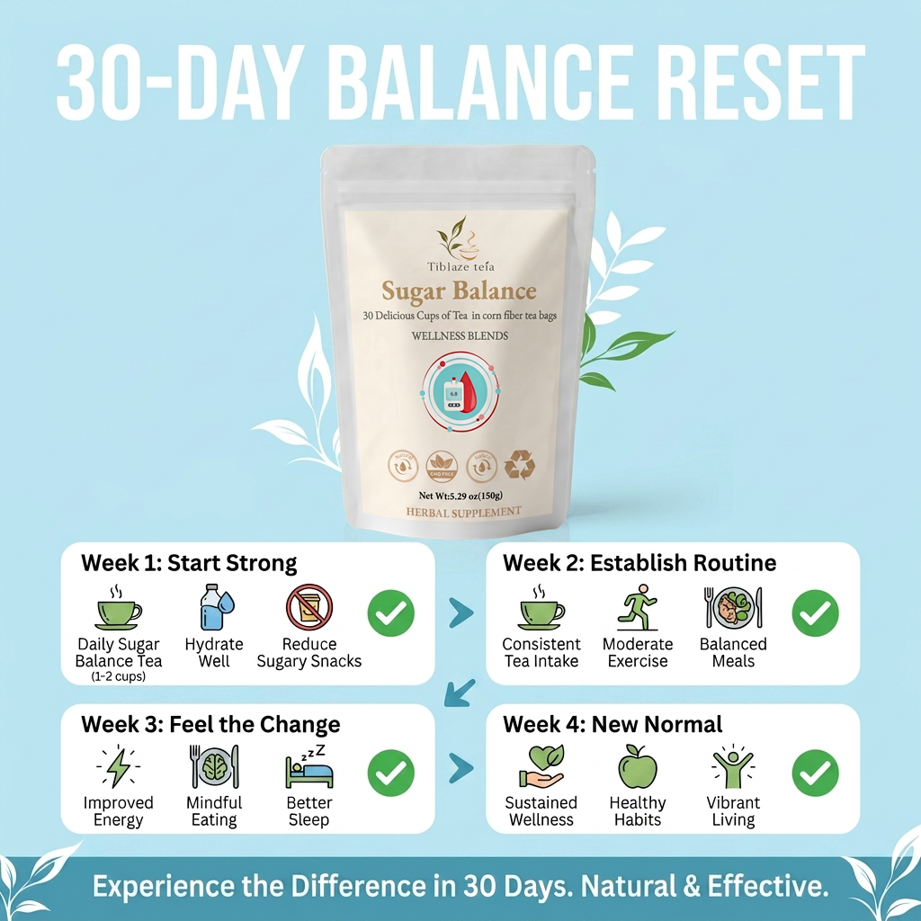 Premium Sugar Balance Tea - 30 Day Wellness Blends Plan (30 Bags) | Tiblaze teía