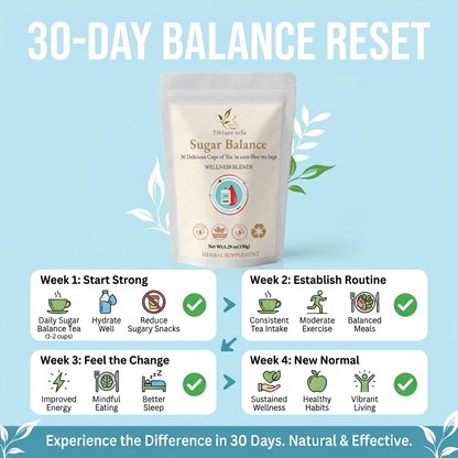 Premium Sugar Balance Tea - 30 Day Wellness Blends Plan (30 Bags) | Tiblaze teía