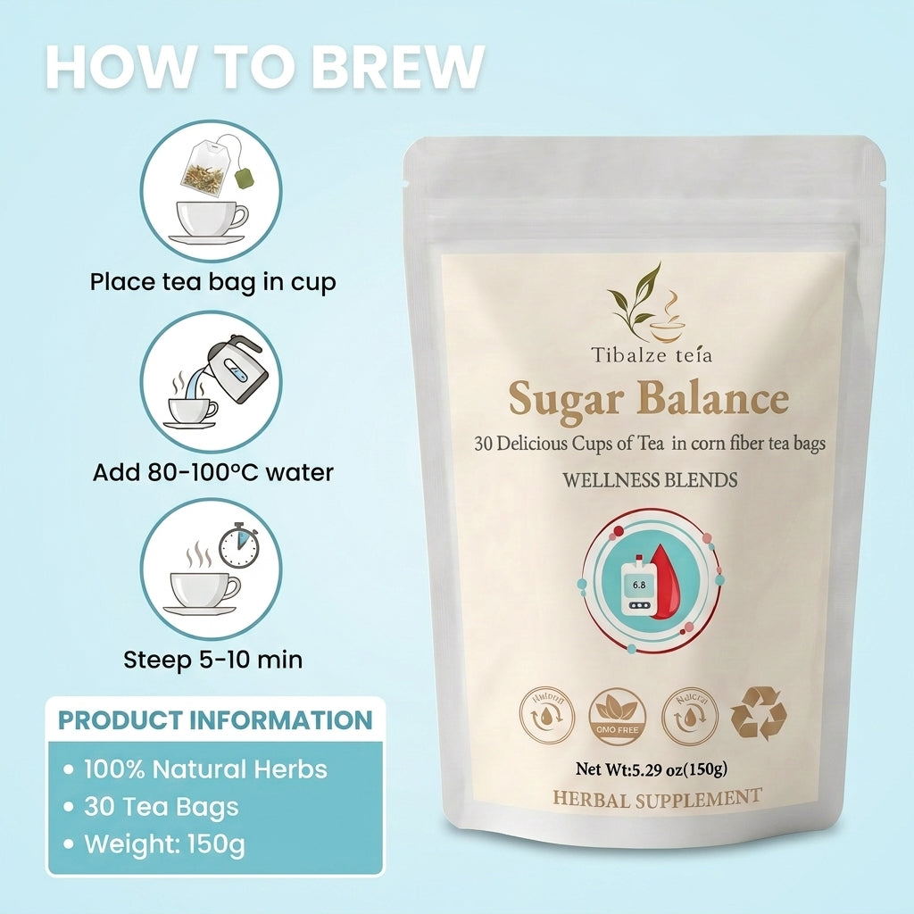 Herbal tea bag brewing instructions with fresh hot water