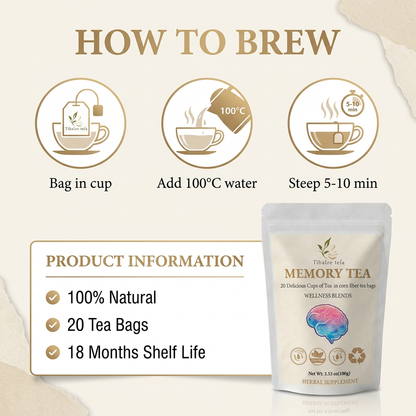 Herbal tea bag brewing instructions with hot water
