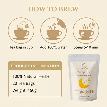 Herbal tea bag brewing instructions with fresh hot water