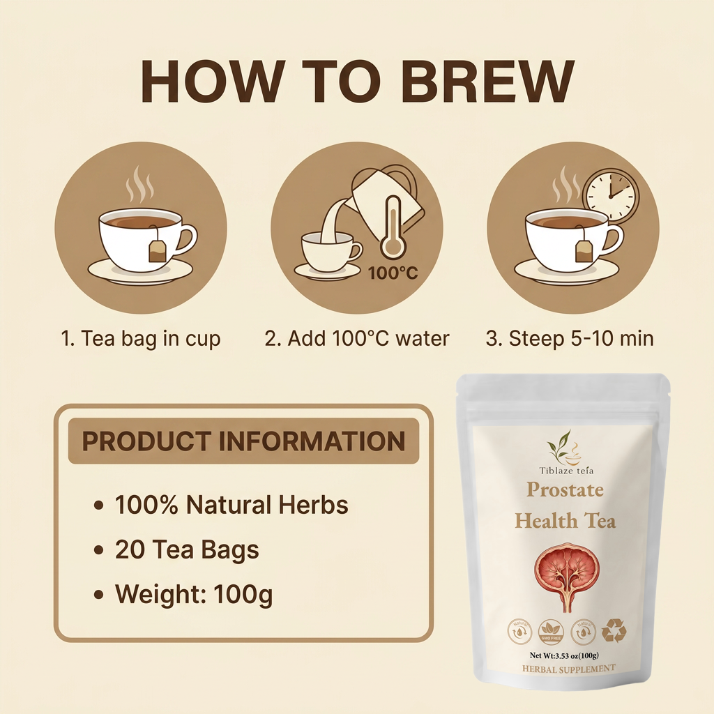 Natural Prostate Health Tea - 20 Day Urinary Comfort & Support Plan (20 Bags) | Tiblaze teía