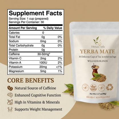Organic Yerba Mate Tea - 30 Day Energy Plan (30 Bags) | Tiblaze teía