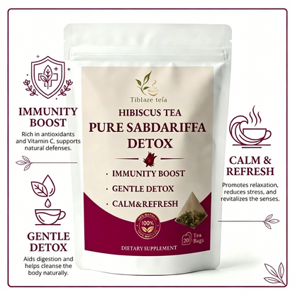 Pure Sabdariffa Hibiscus Detox Tea - 20 Day Routine (20 Bags) | Tiblaze teía