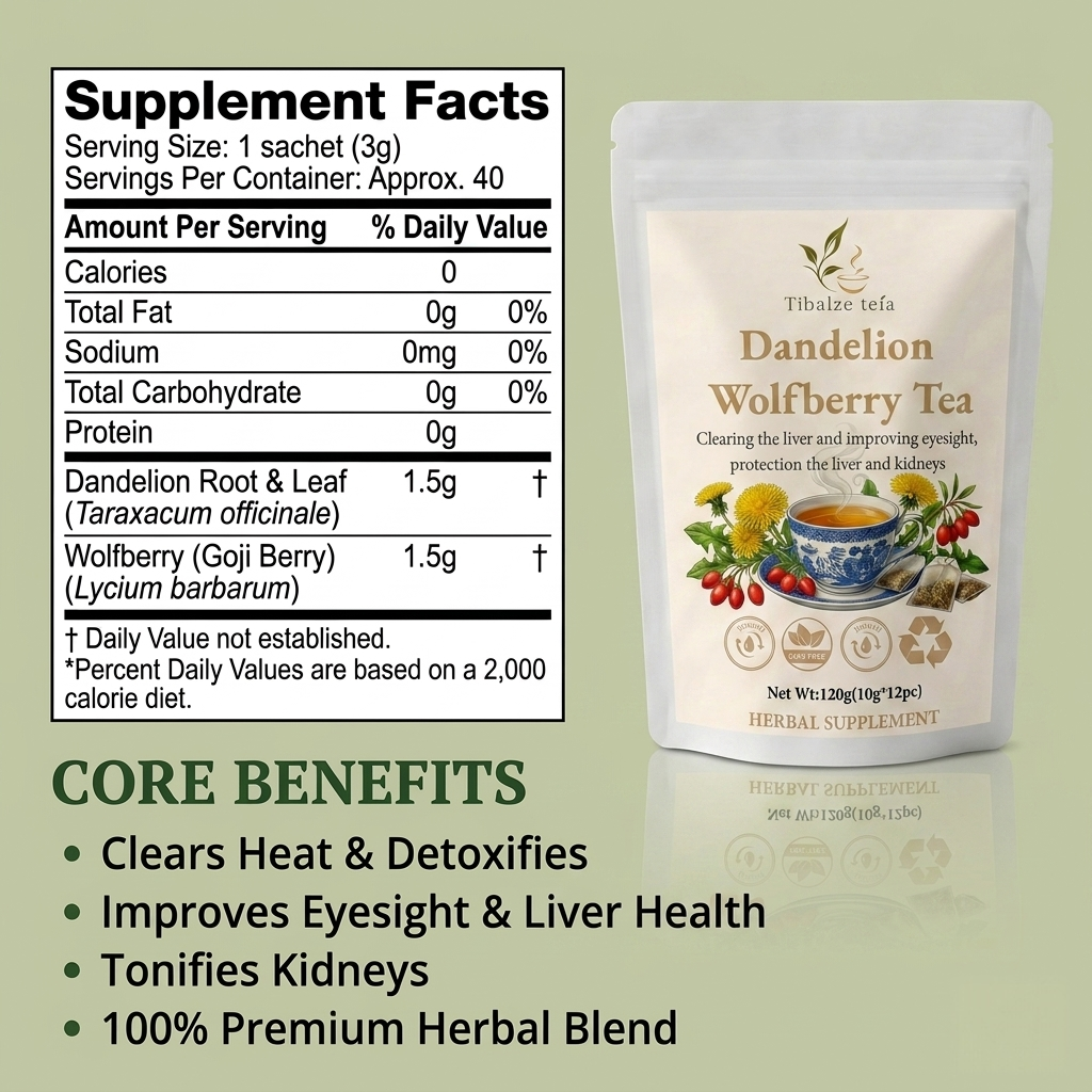 Supplement facts and traditional herbal tea nutrition label