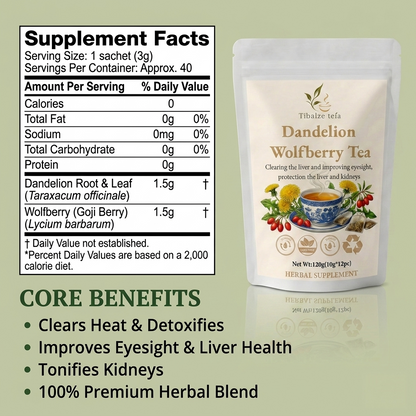 Supplement facts and traditional herbal tea nutrition label