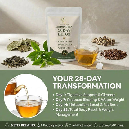 28 Day Slimming Detox Tea - Natural Metabolism Boost Plan (28 Bags) | Tiblaze teía