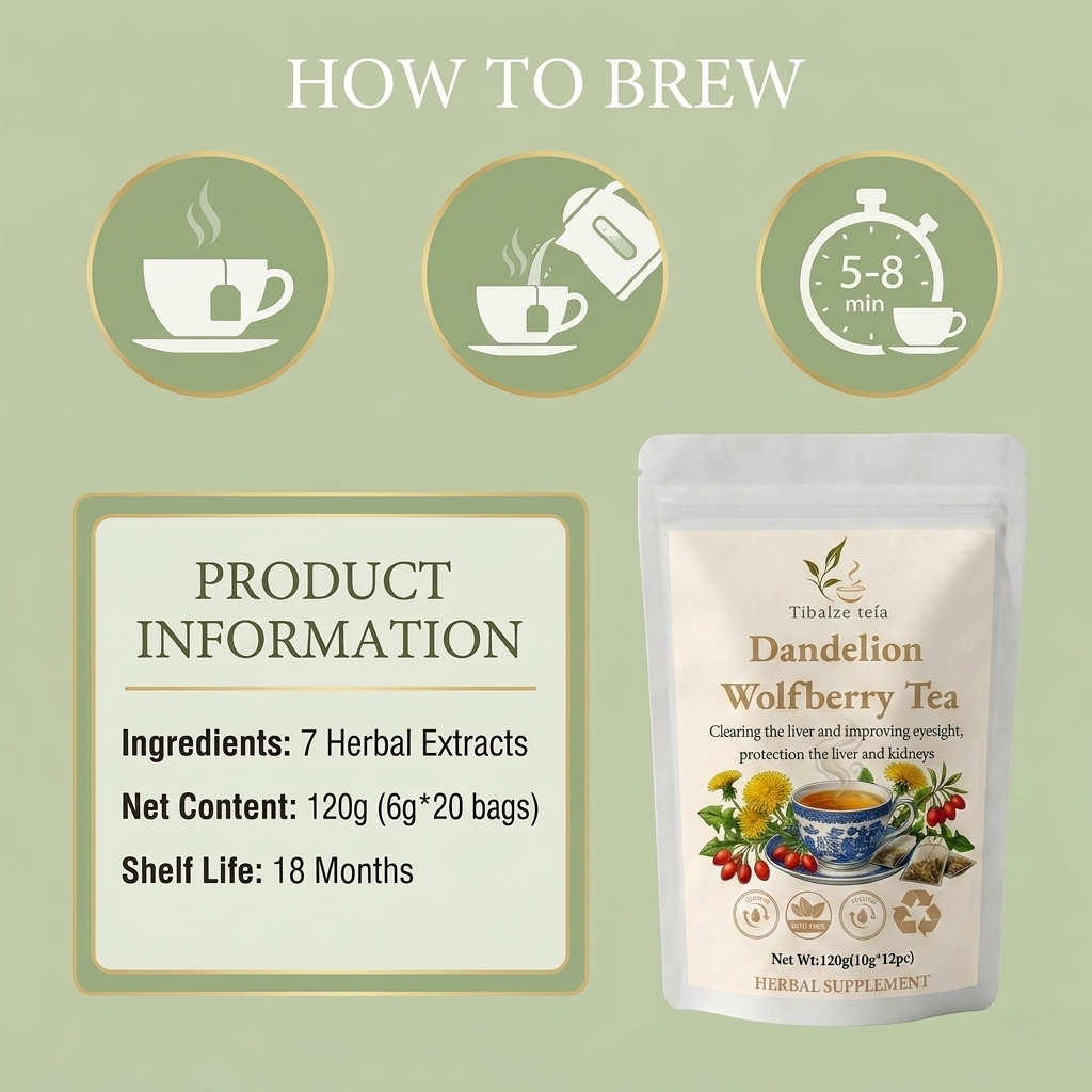 Herbal tea bag brewing instructions with fresh hot water