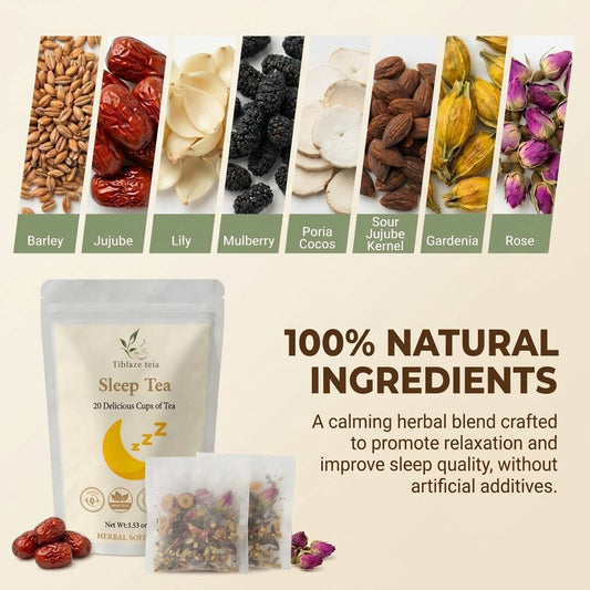 Premium Herbal Sleep Tea - 20 Day Nighttime Relaxation Plan (20 Bags) | Tiblaze teía