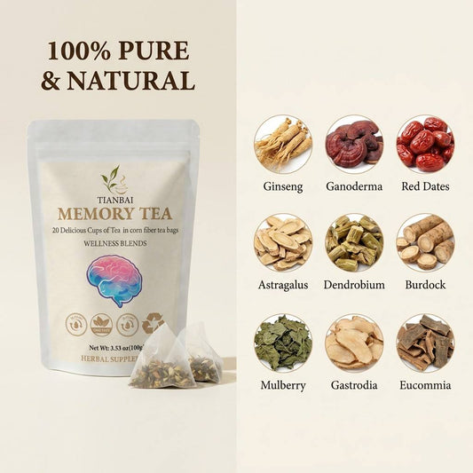 Natural Memory Tea - Mental Clarity, Focus & Recall Plan (20 Bags) | Tiblaze teía
