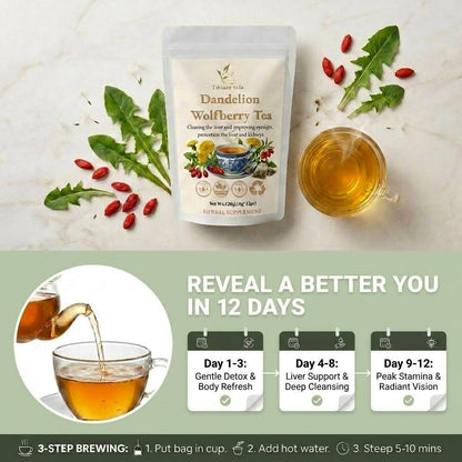 Premium Dandelion Wolfberry Tea - 12 Tea Bags (120g) | Tiblaze teía