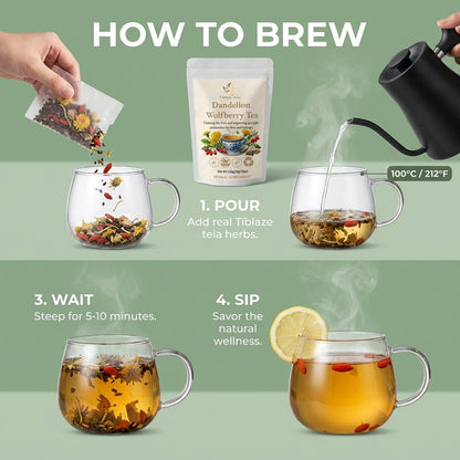 Premium Dandelion Wolfberry Tea - 12 Tea Bags (120g) | Tiblaze teía