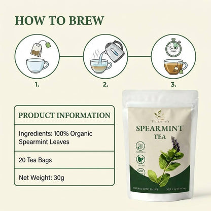 Organic Spearmint Tea - 20 Day Skin Clarity Plan (20 Bags) | Tiblaze teía